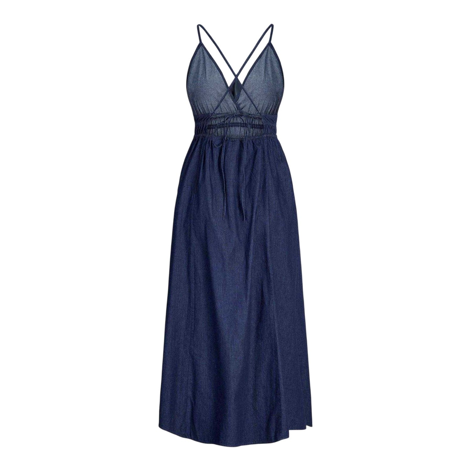 Dark Blue - Back - JJXX Womens-Ladies Chambray Fitted Maxi Dress