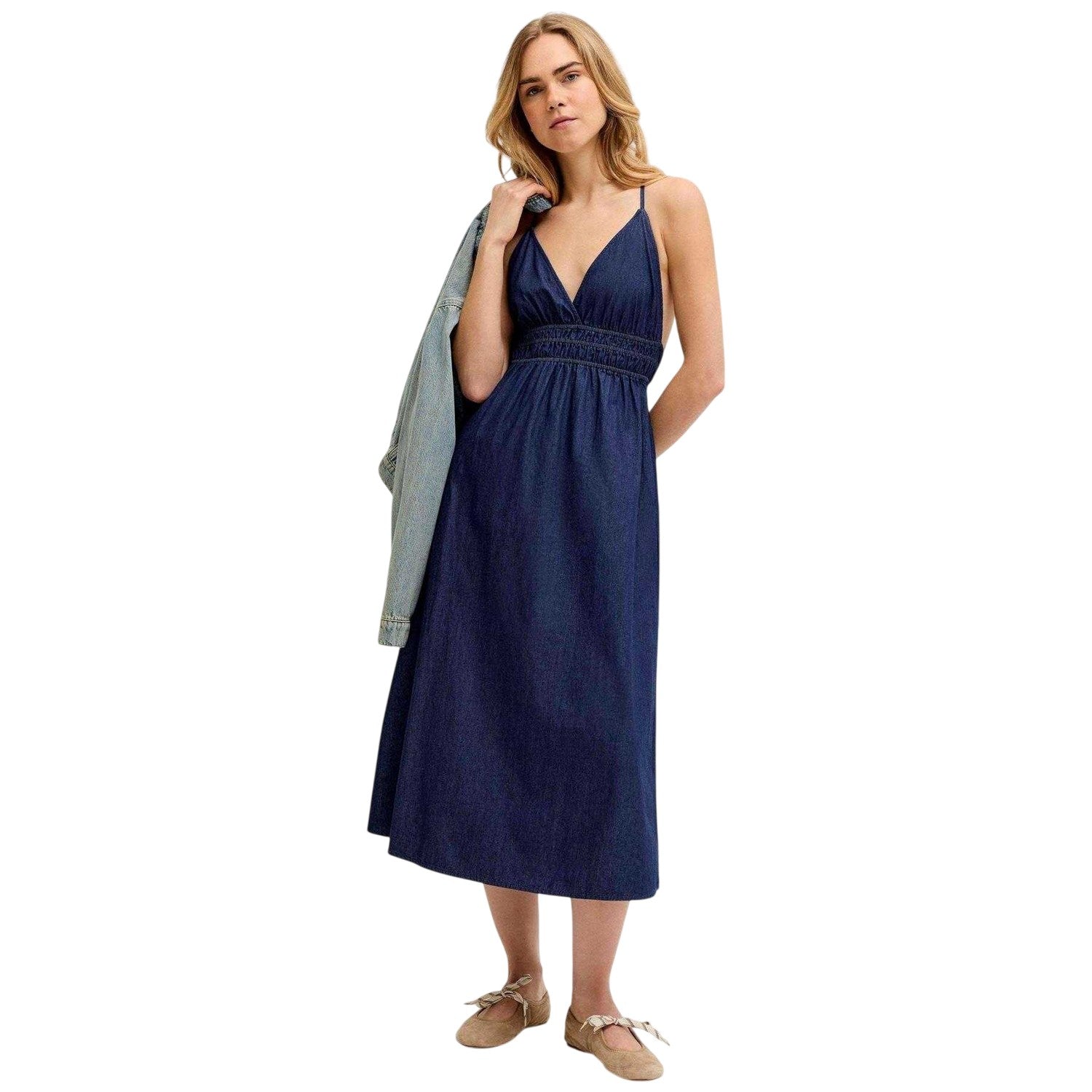Dark Blue - Lifestyle - JJXX Womens-Ladies Chambray Fitted Maxi Dress