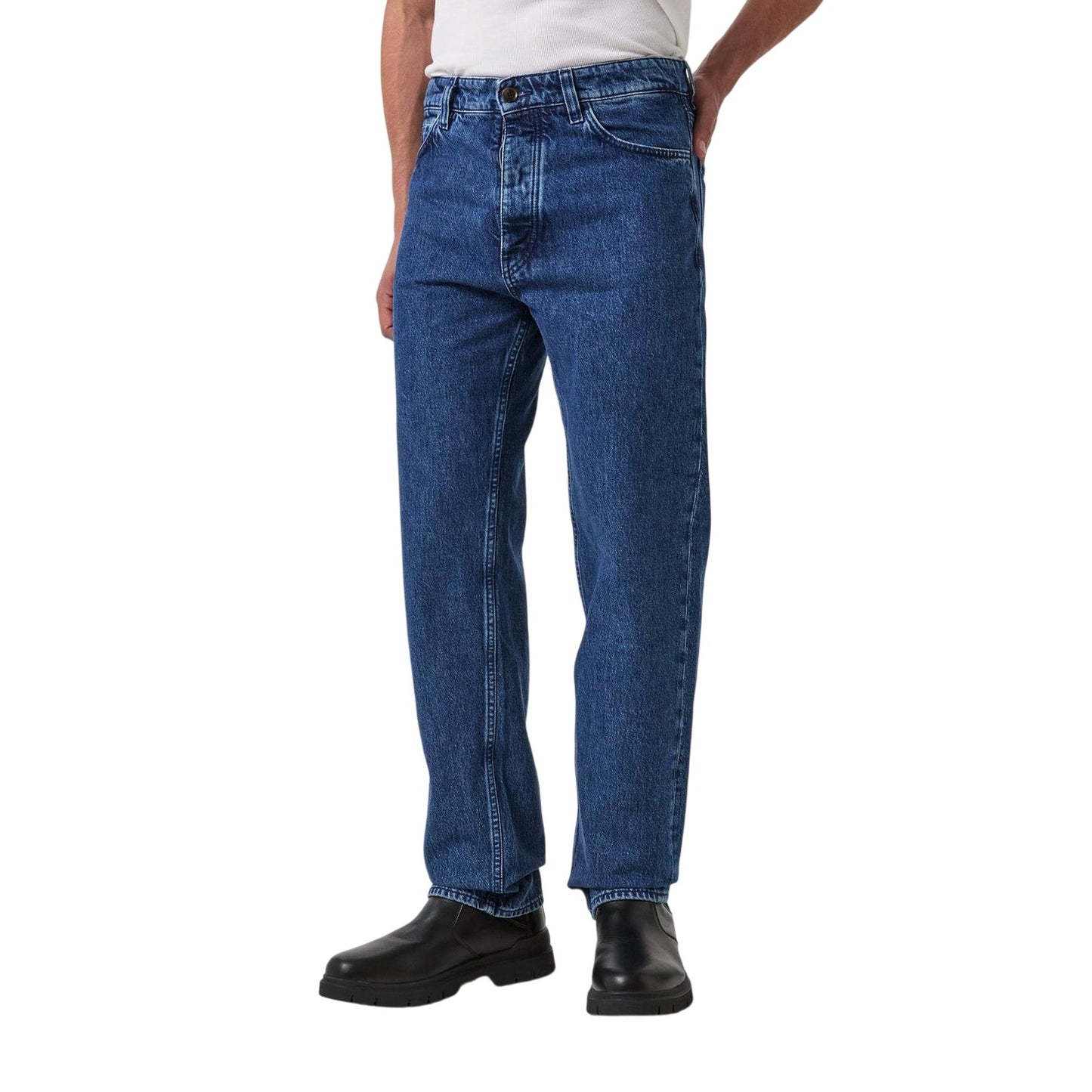 Medium Blue - Side - Boss Mens Akron Denim Jeans