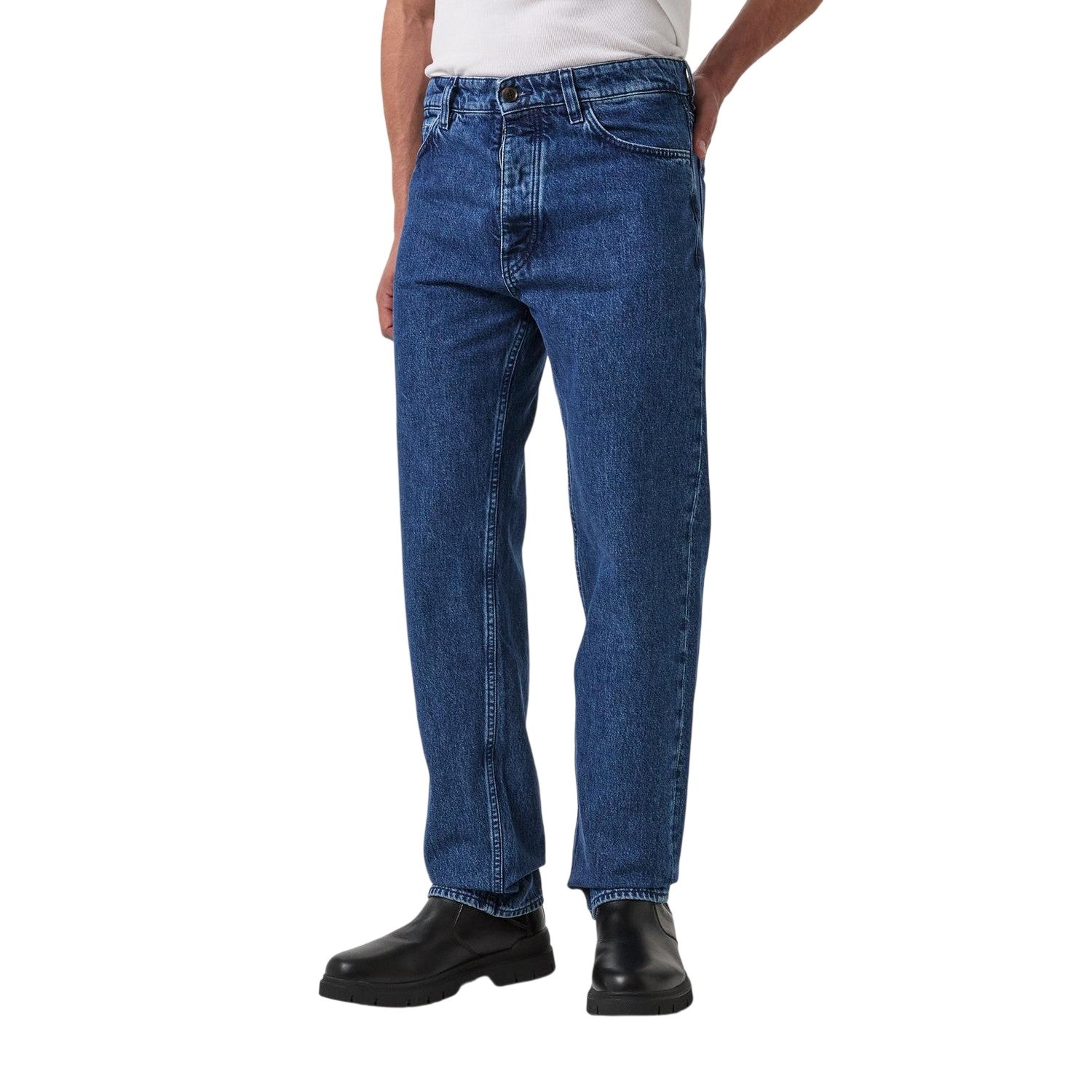 Medium Blue - Side - Boss Mens Akron Denim Jeans