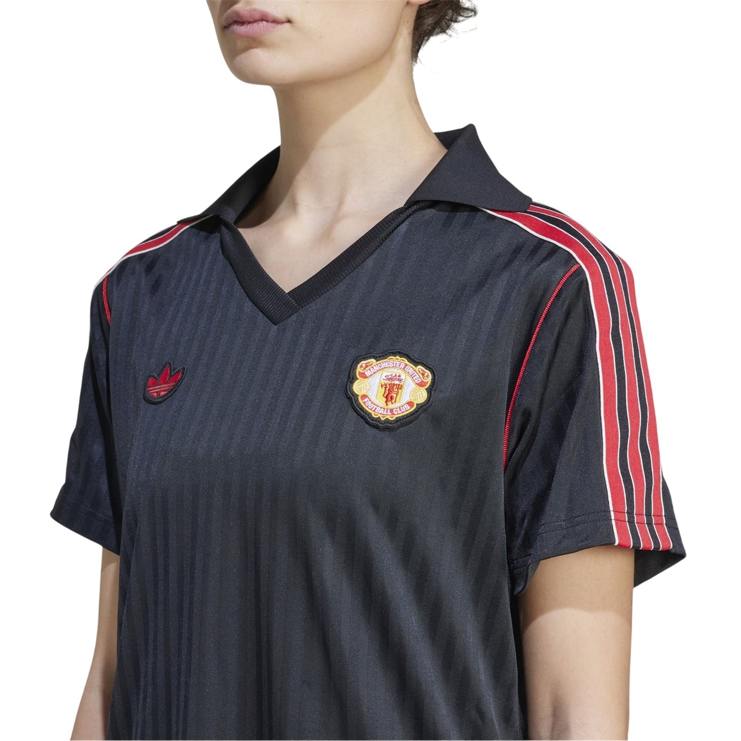 Black - Side - Adidas Womens-Ladies Terrace Icons Manchester United FC Relaxed Fit T-Shirt Dress