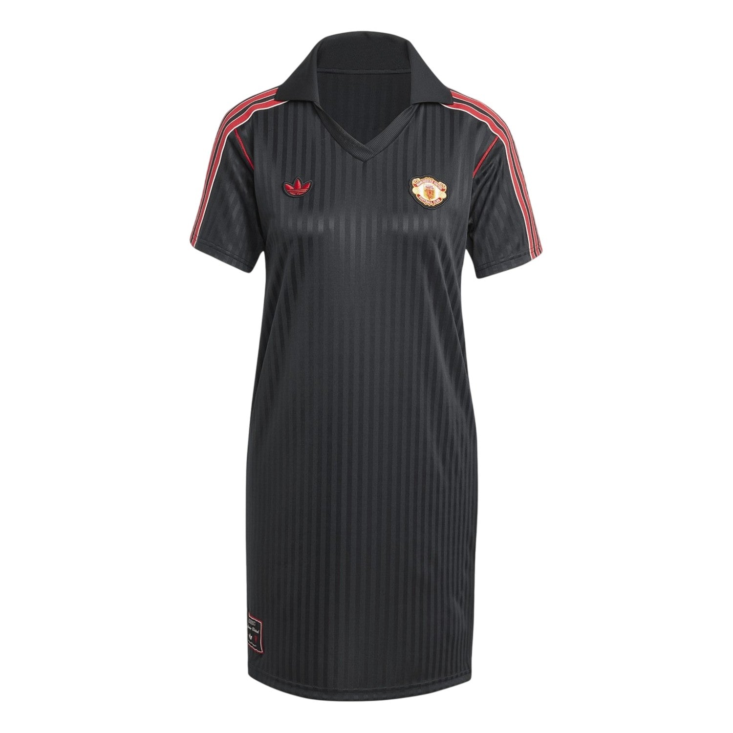 Black - Front - Adidas Womens-Ladies Terrace Icons Manchester United FC Relaxed Fit T-Shirt Dress