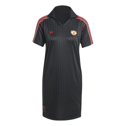 Black - Front - Adidas Womens-Ladies Terrace Icons Manchester United FC Relaxed Fit T-Shirt Dress