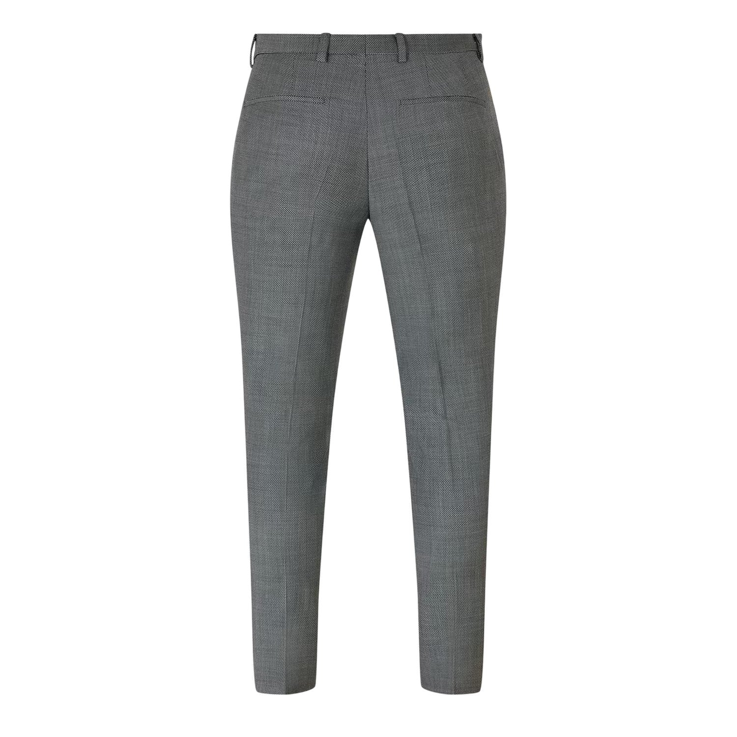 Grey - Back - Hugo Mens Patterned Straight Leg Trousers