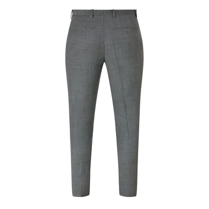 Grey - Back - Hugo Mens Patterned Straight Leg Trousers