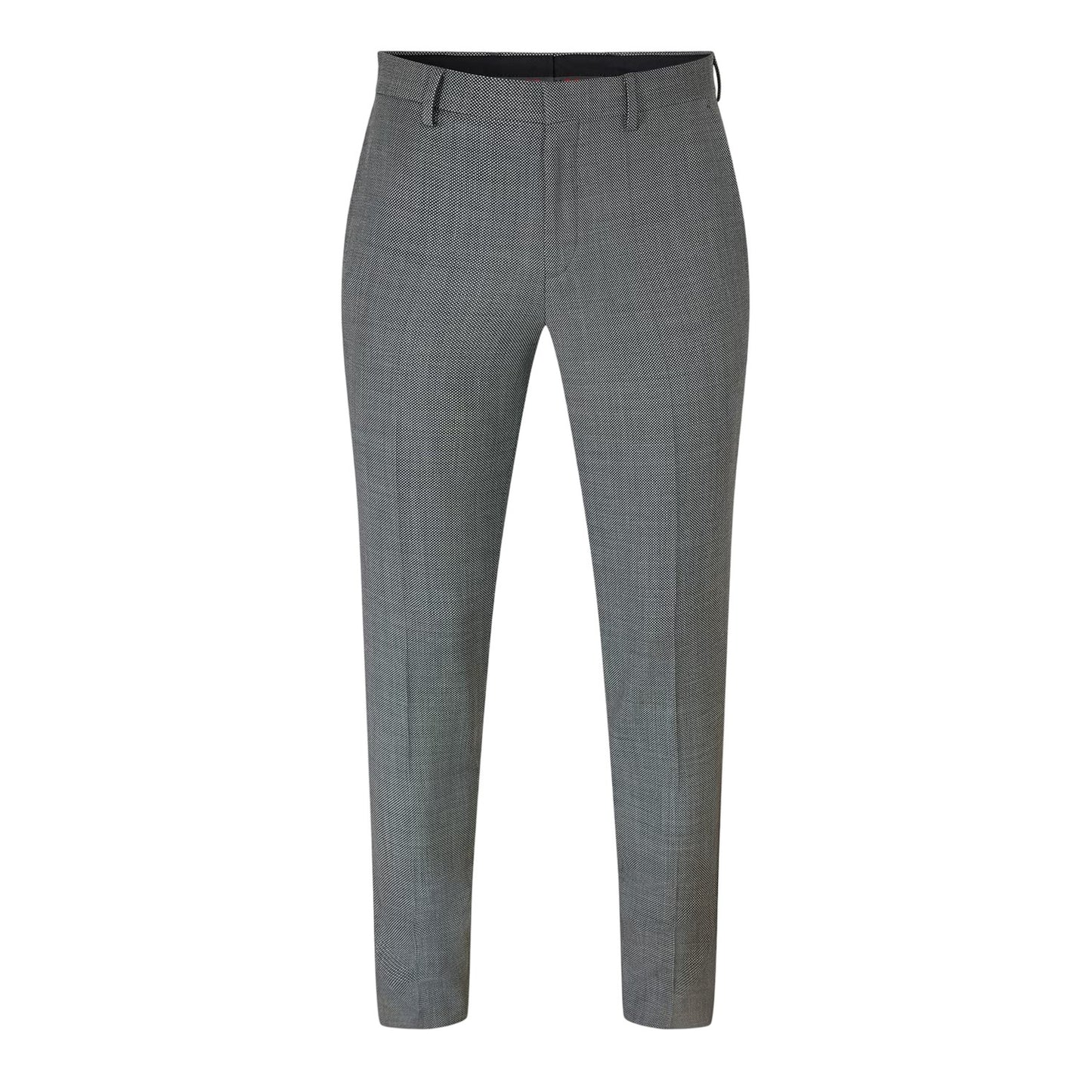 Grey - Front - Hugo Mens Patterned Straight Leg Trousers