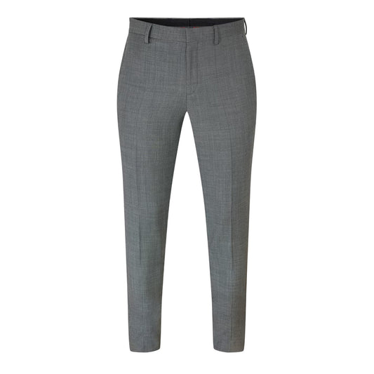 Grey - Front - Hugo Mens Patterned Straight Leg Trousers
