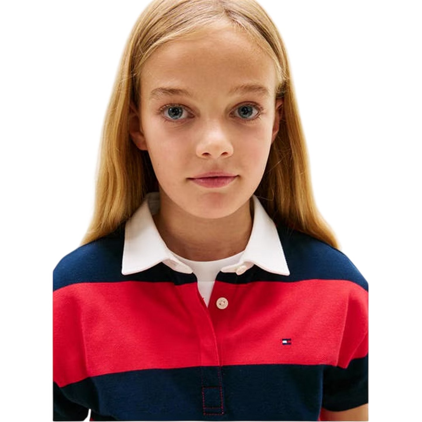 Night Navy-Red - Side - Tommy Hilfiger Girls Striped Pique Rugby Polo Shirt Dress