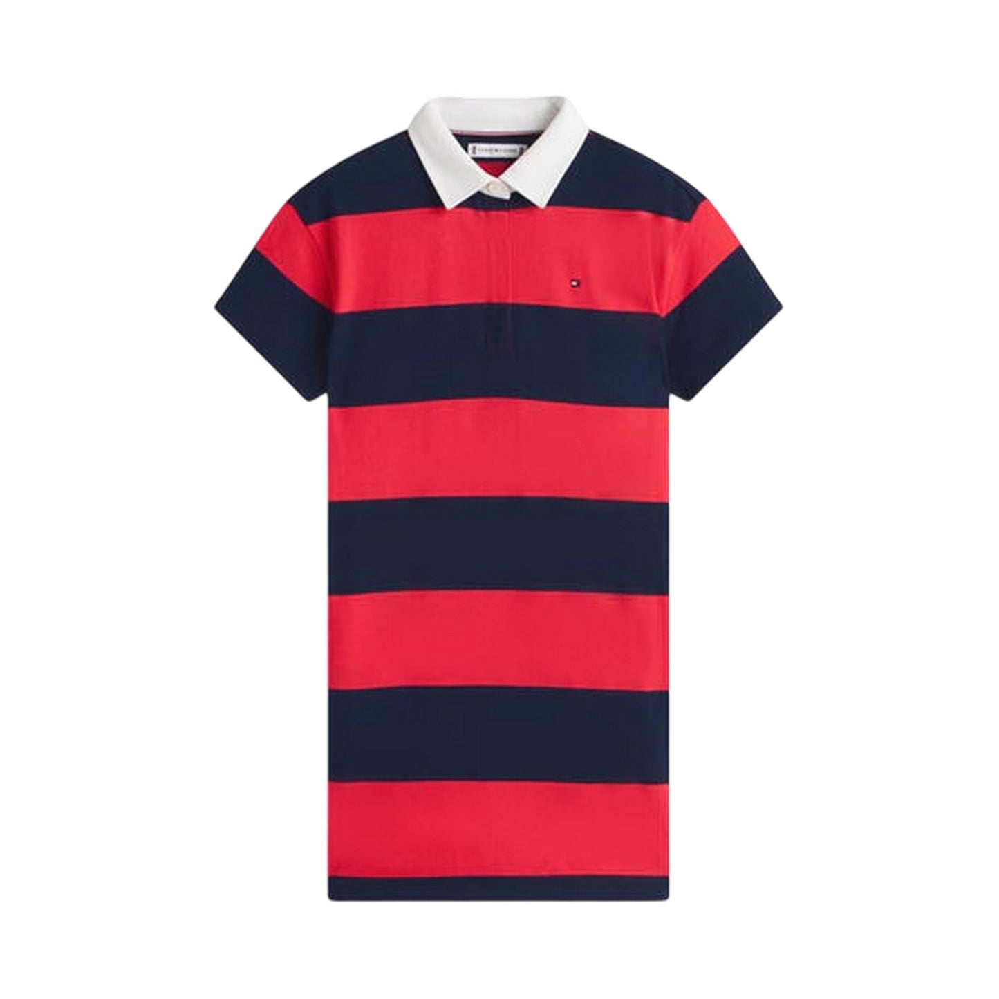 Night Navy-Red - Front - Tommy Hilfiger Girls Striped Pique Rugby Polo Shirt Dress