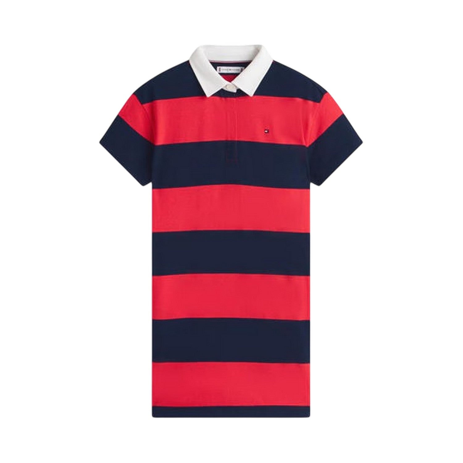 Night Navy-Red - Front - Tommy Hilfiger Girls Striped Pique Rugby Polo Shirt Dress