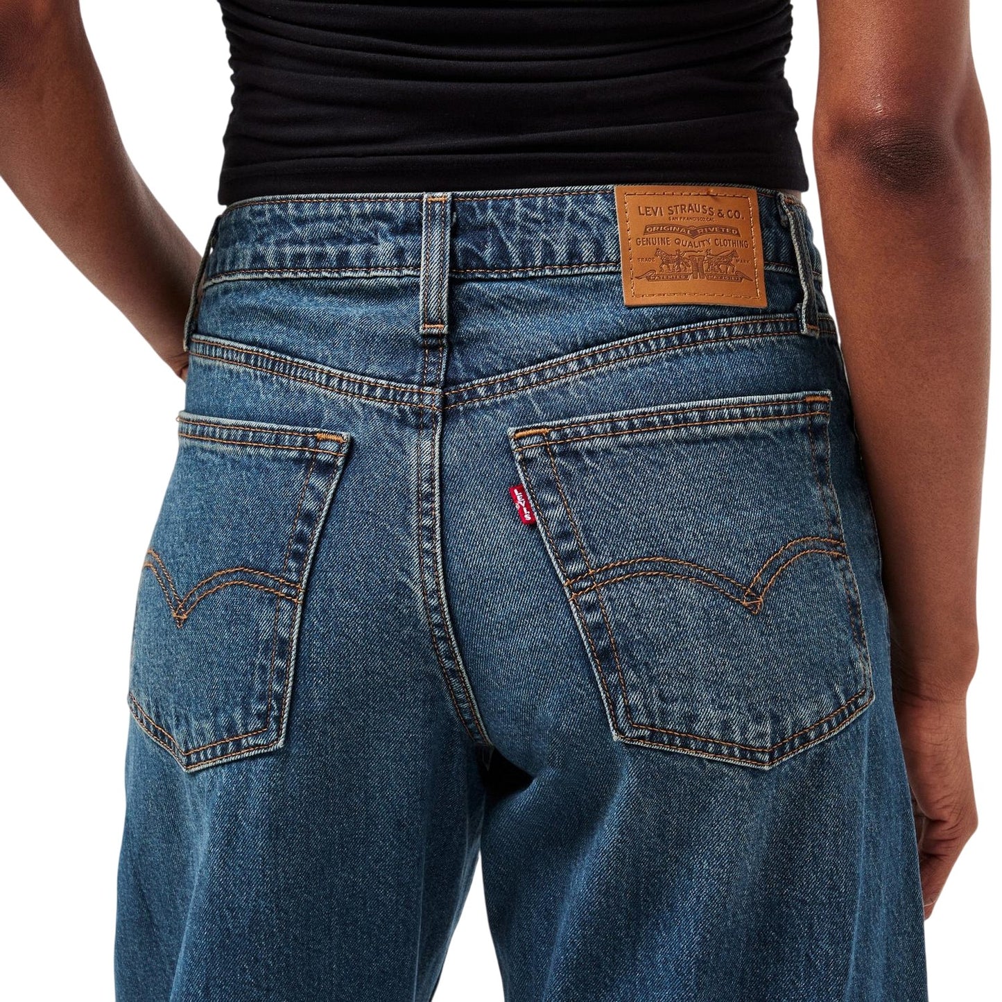 Blue - Side - Levis Womens-Ladies Balloon Baggy Jeans