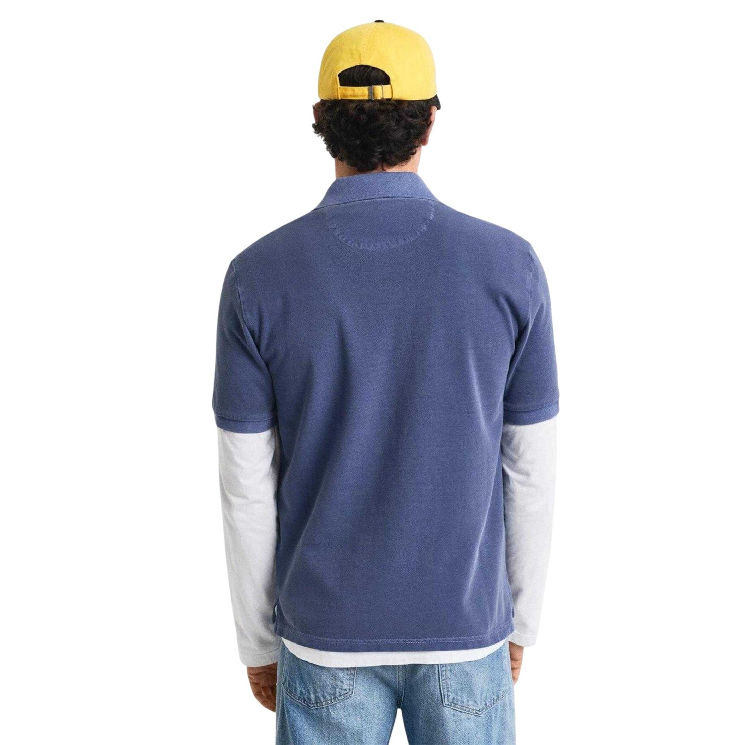 Navy - Back - Gant Mens Logo Pique Sun Faded Polo Shirt