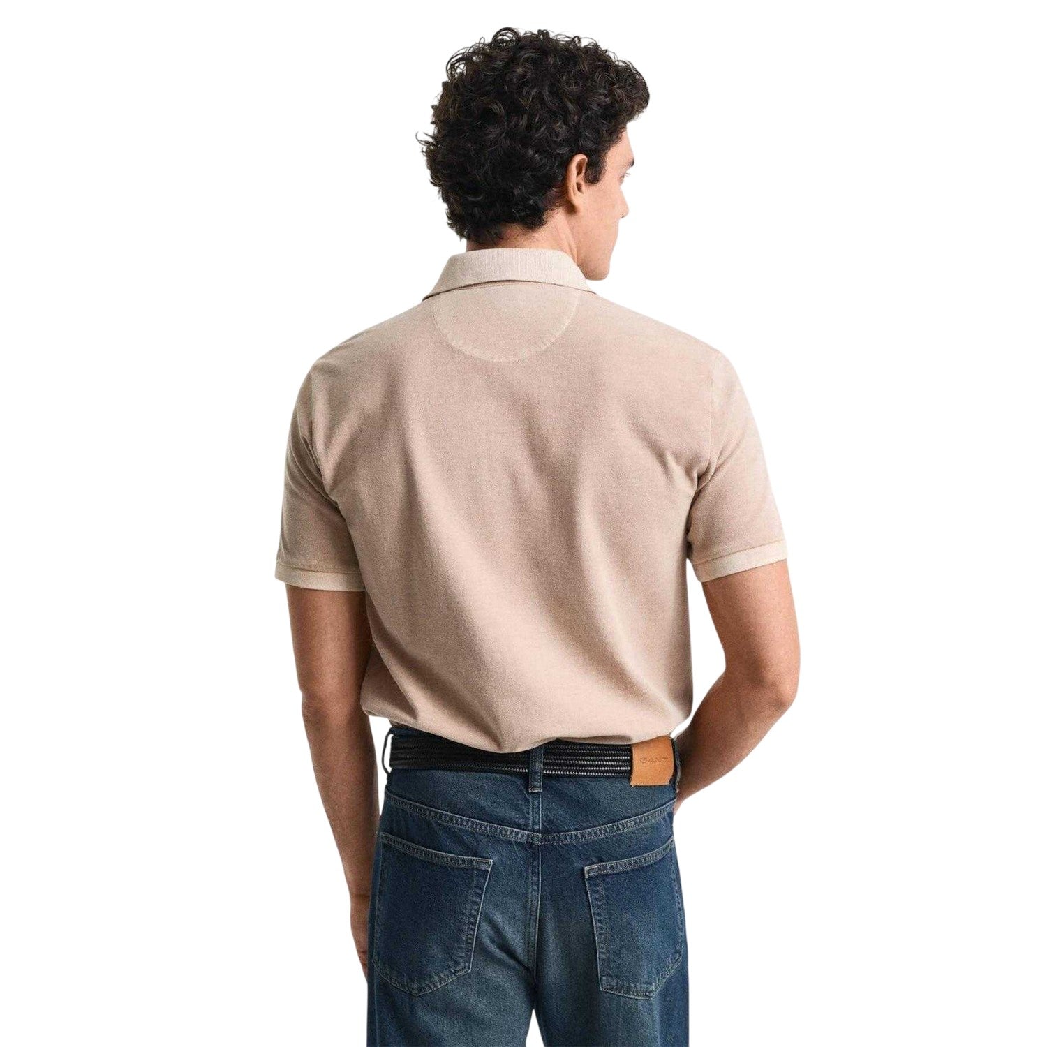 Sand - Back - Gant Mens Logo Pique Sun Faded Polo Shirt