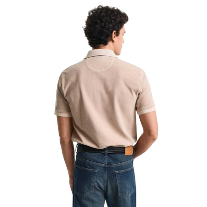 Sand - Back - Gant Mens Logo Pique Sun Faded Polo Shirt