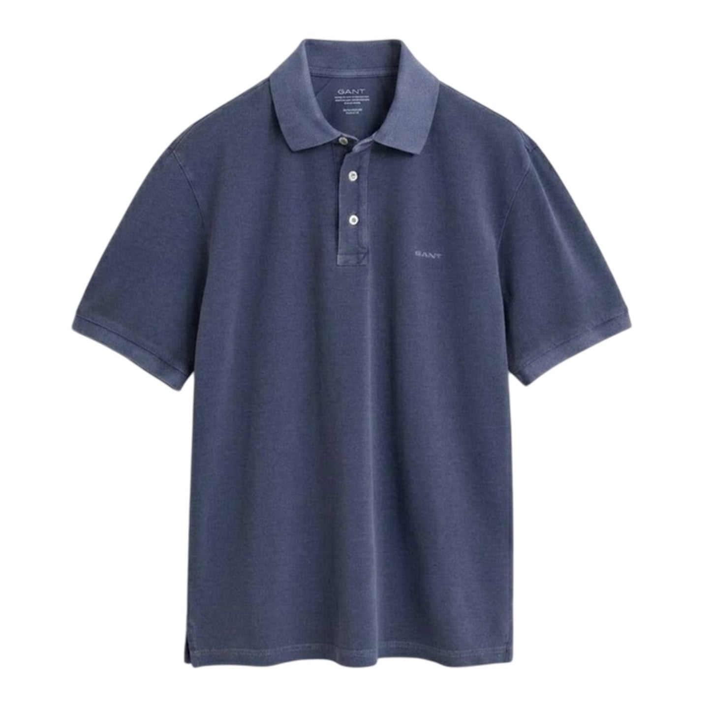 Navy - Front - Gant Mens Logo Pique Sun Faded Polo Shirt