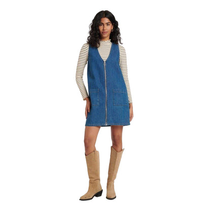 Blue - Side - Nobody´s Child Womens-Ladies Dresden Ribbed Zipped Pinafore Dress