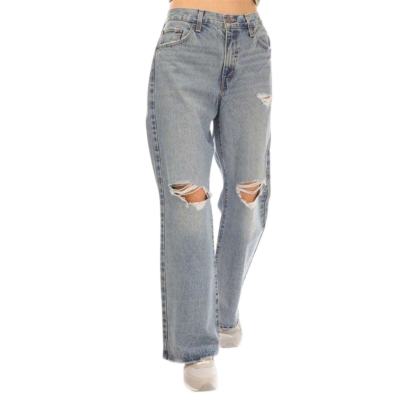 Light Blue - Front - Levis Womens-Ladies Denim Wide Leg Baggy Jeans