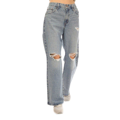 Light Blue - Front - Levis Womens-Ladies Denim Wide Leg Baggy Jeans