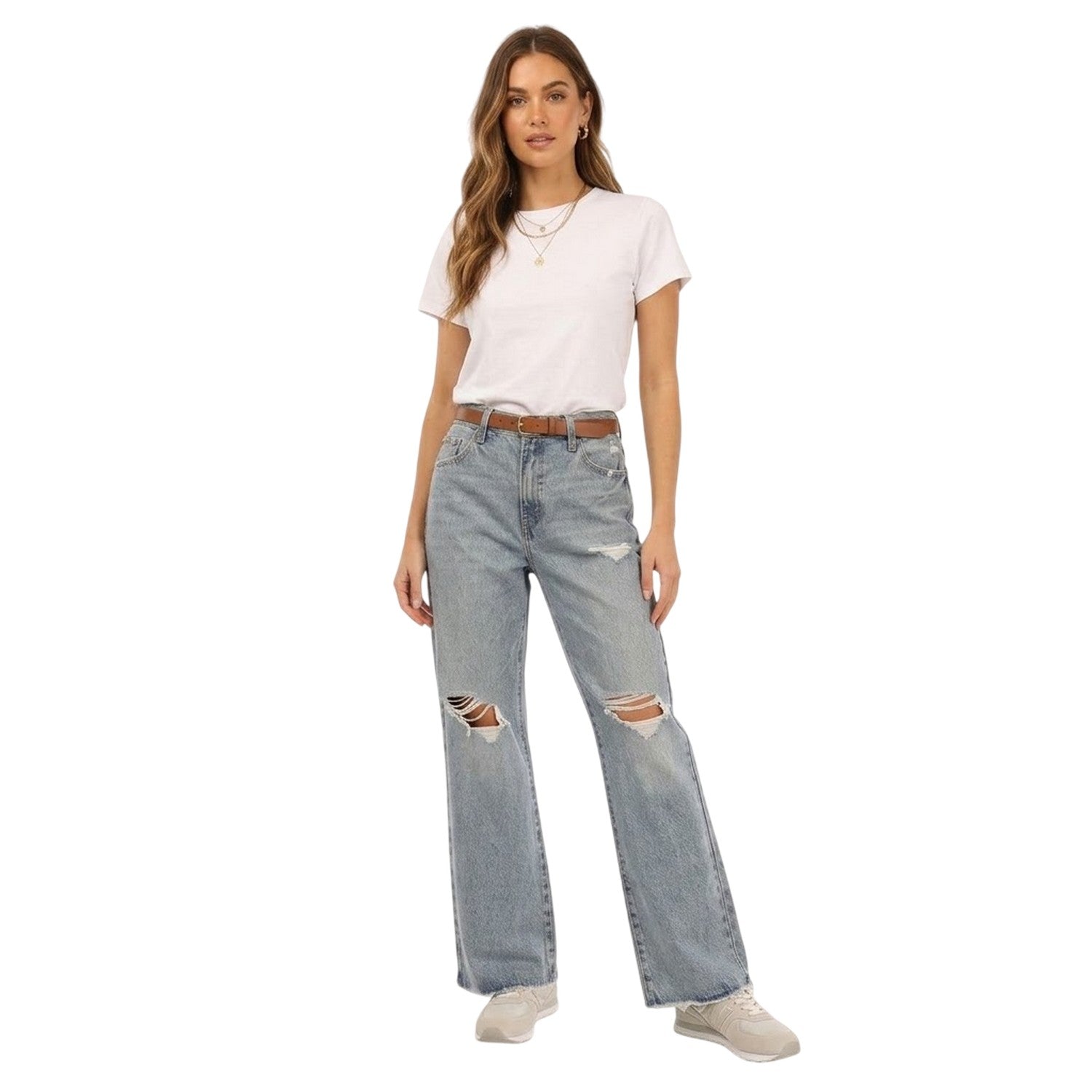 Light Blue - Back - Levis Womens-Ladies Denim Wide Leg Baggy Jeans