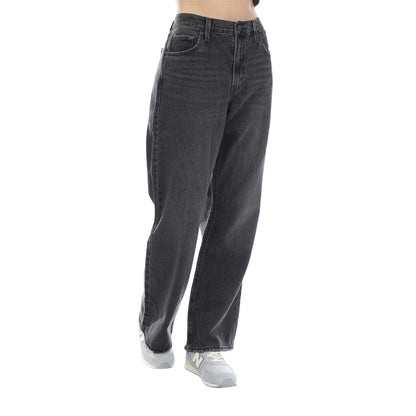 Black - Front - Levis Womens-Ladies Denim Wide Leg Baggy Jeans