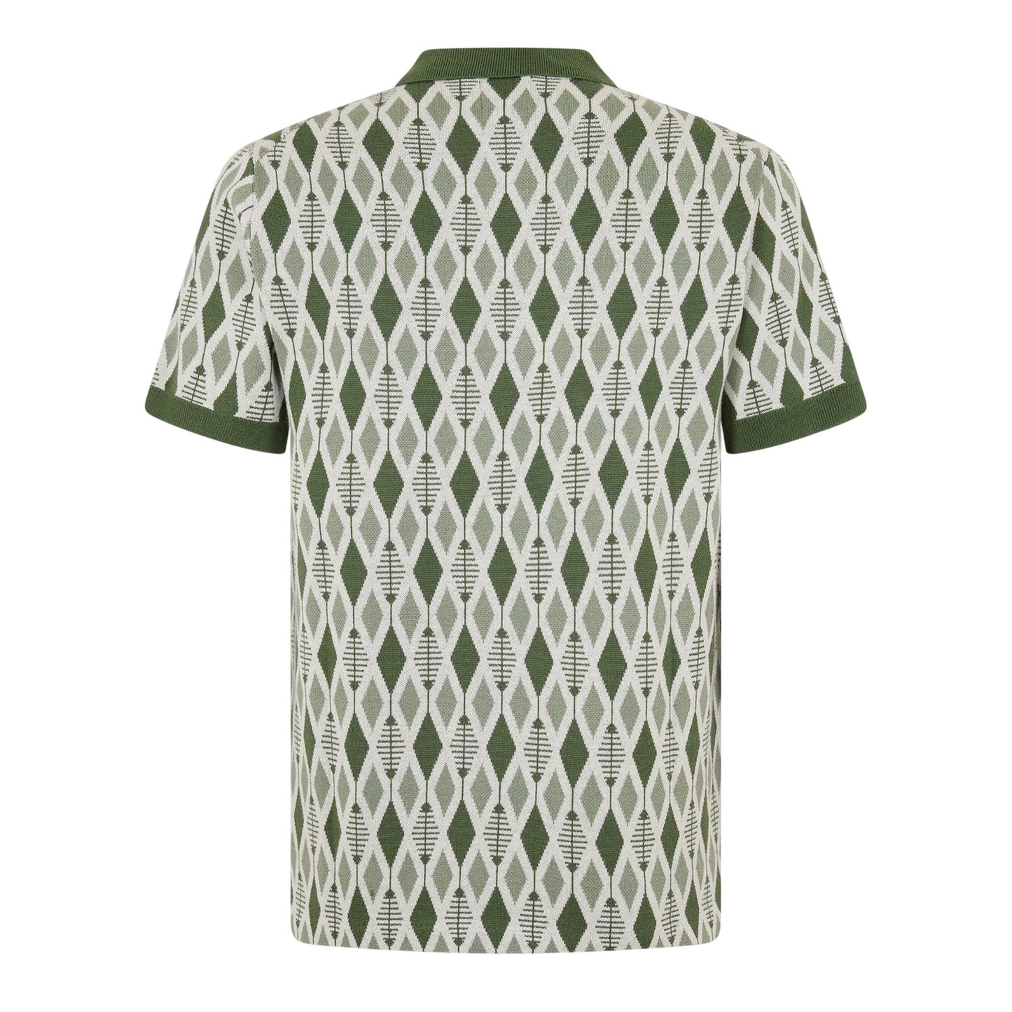 Green - Back - Pretty Green Mens Argyle Knitted Collared Polo Shirt