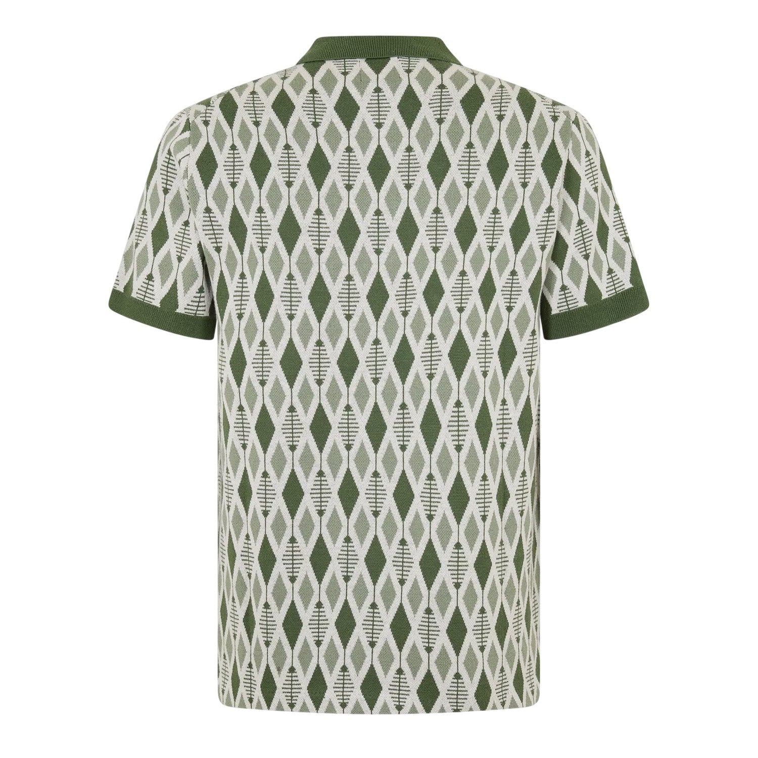 Green - Back - Pretty Green Mens Argyle Knitted Collared Polo Shirt