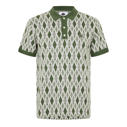 Green - Front - Pretty Green Mens Argyle Knitted Collared Polo Shirt