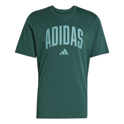College Green - Front - Adidas Mens Logo Cotton T-Shirt