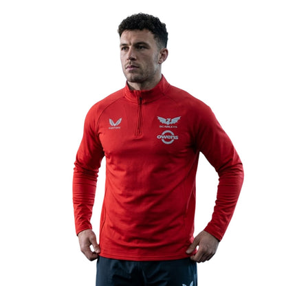 Red - Side - Castore Unisex Adult 2024-25 Scarlets Logo Midlayer