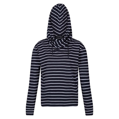Navy-White - Side - Regatta Womens-Ladies Monsal Striped Hoodie