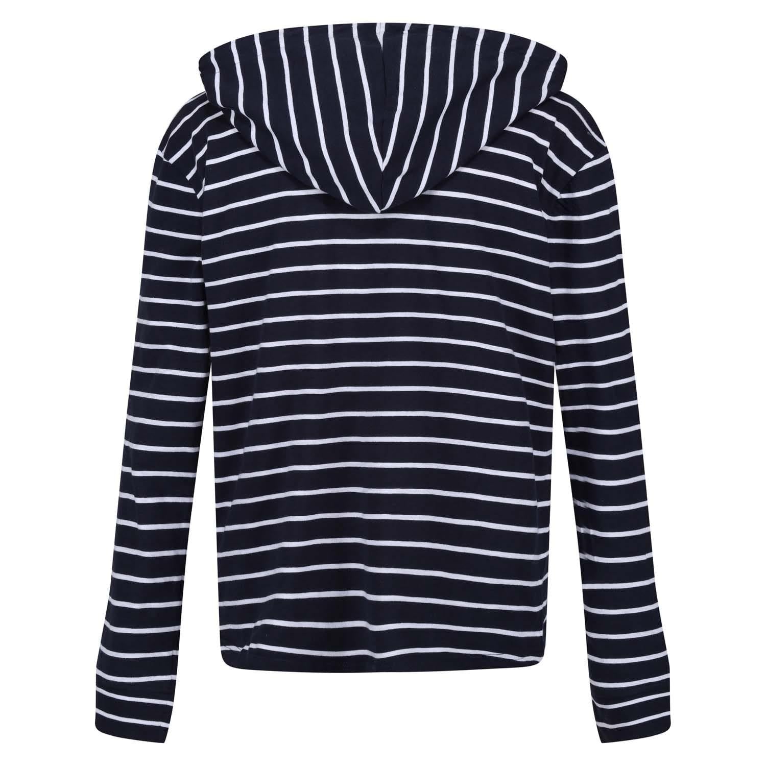 Navy-White - Lifestyle - Regatta Womens-Ladies Monsal Striped Hoodie
