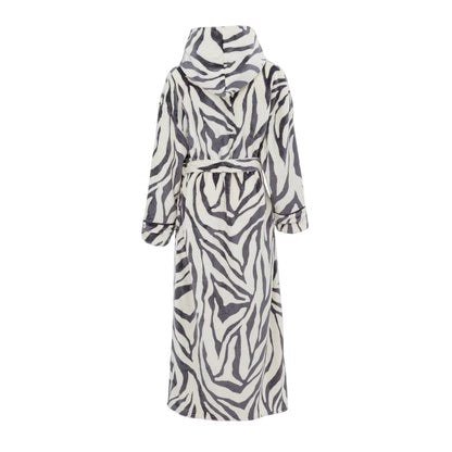 Grey-White - Back - Biba Womens-Ladies Zebra Print Hooded Robe