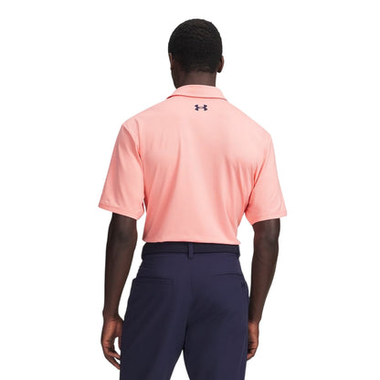 Pink-Navy - Back - Under Armour Mens Matchplay Performance Polo Shirt