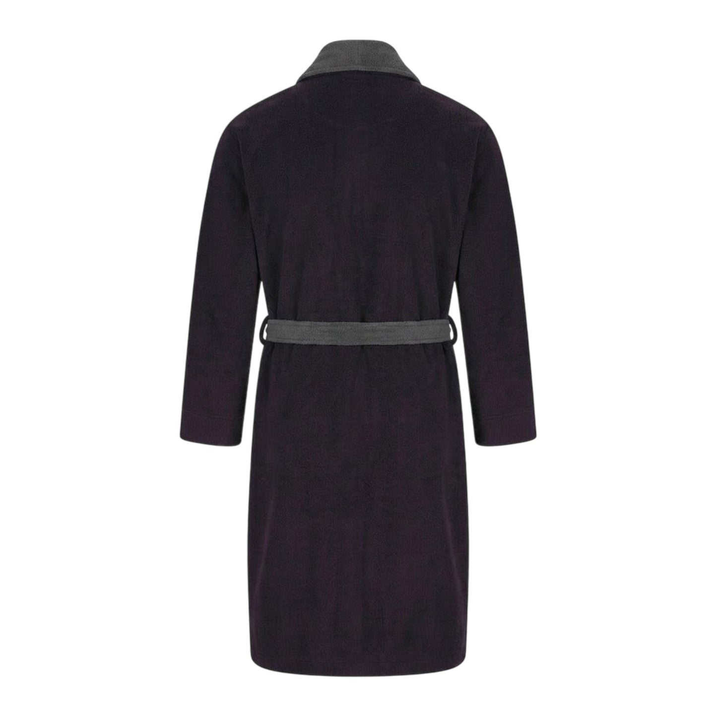 Peacoat-Grey - Back - Lyle & Scott Mens Fleece Shawl Collar Long-Sleeved Robe