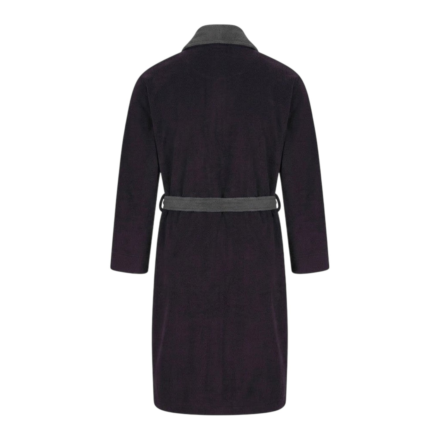 Peacoat-Grey - Back - Lyle & Scott Mens Fleece Shawl Collar Long-Sleeved Robe