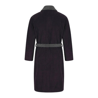 Peacoat-Grey - Back - Lyle & Scott Mens Fleece Shawl Collar Long-Sleeved Robe