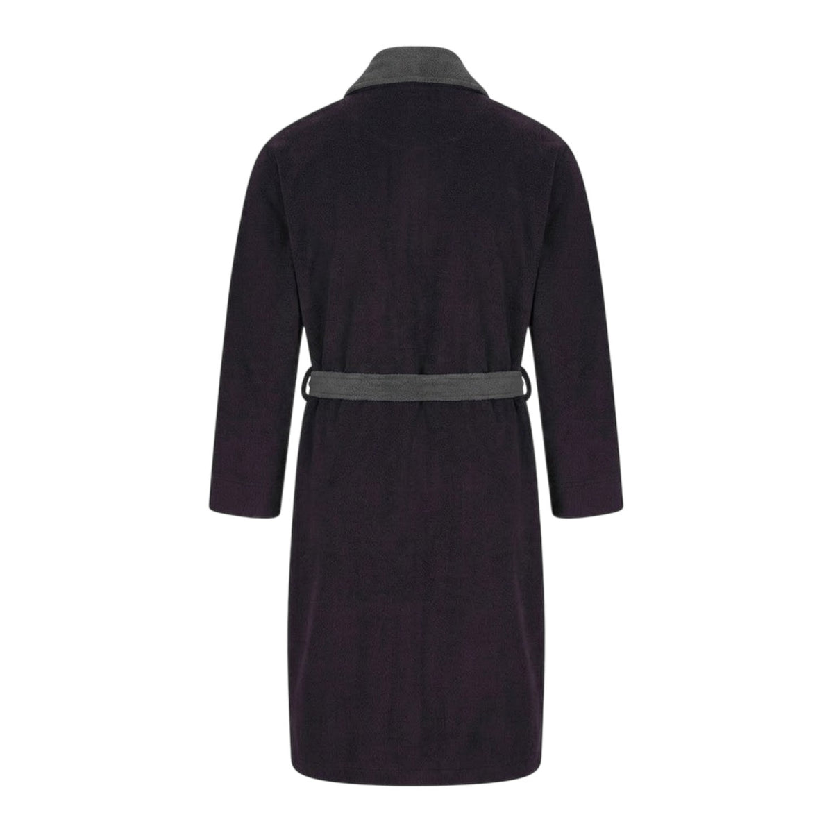 Peacoat-Grey - Back - Lyle & Scott Mens Fleece Shawl Collar Long-Sleeved Robe