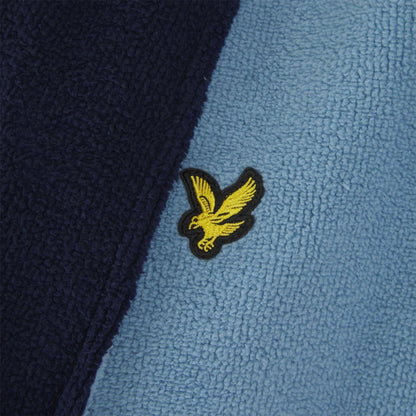 Light Blue-Peacoat - Back - Lyle & Scott Mens Fleece Shawl Collar Long-Sleeved Robe