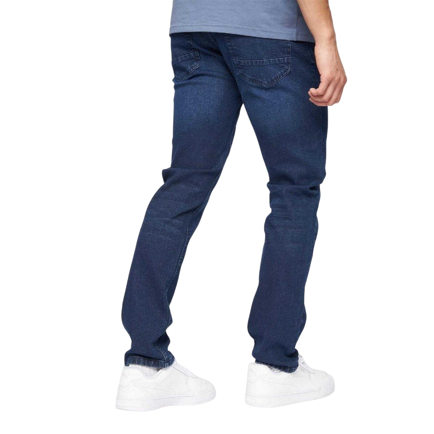 Blue - Back - Crosshatch Mens Malcolm Slim Jeans