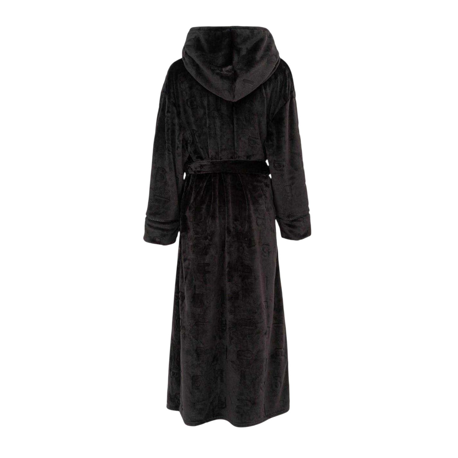 Black - Back - Biba Womens-Ladies Plain Hooded Robe