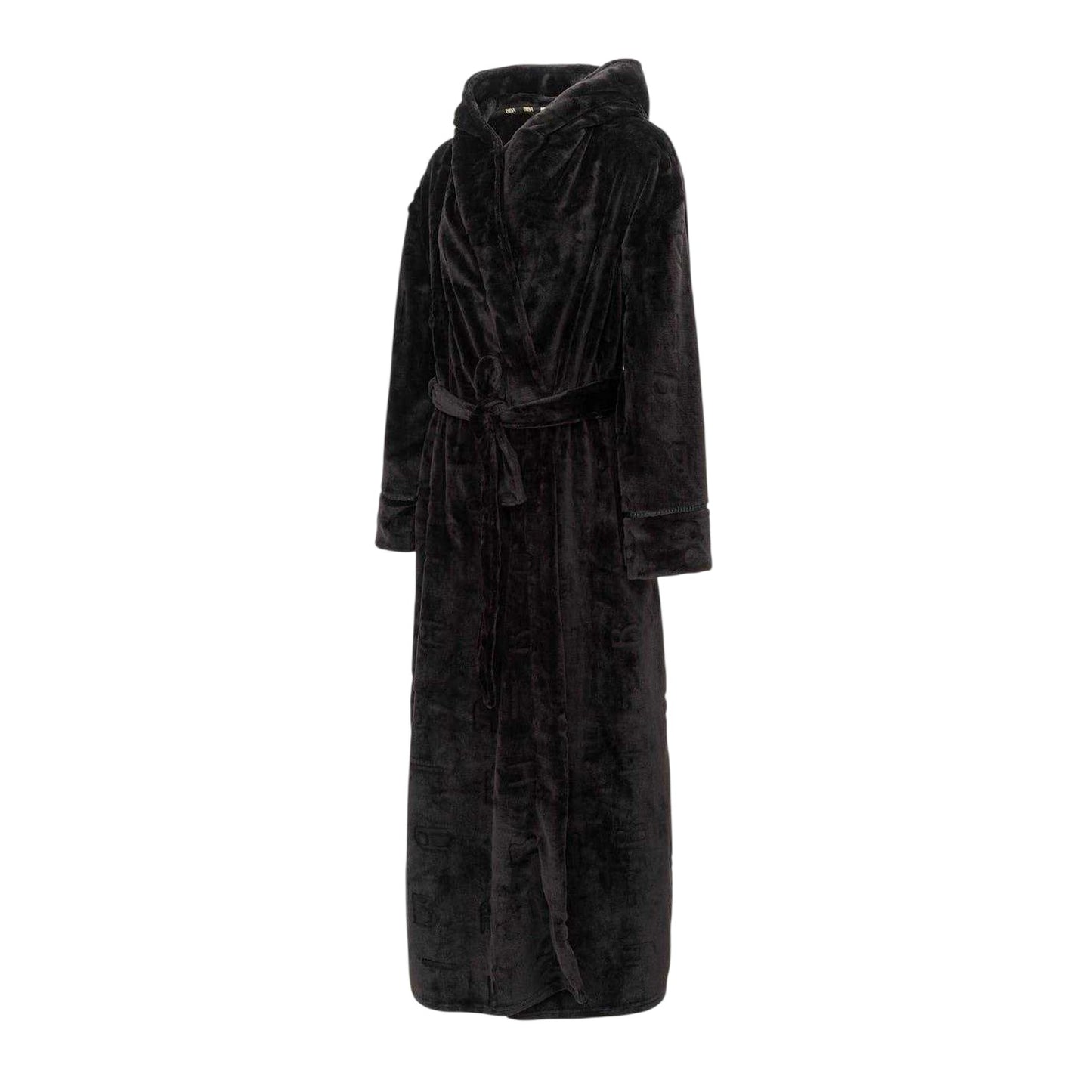 Black - Side - Biba Womens-Ladies Plain Hooded Robe