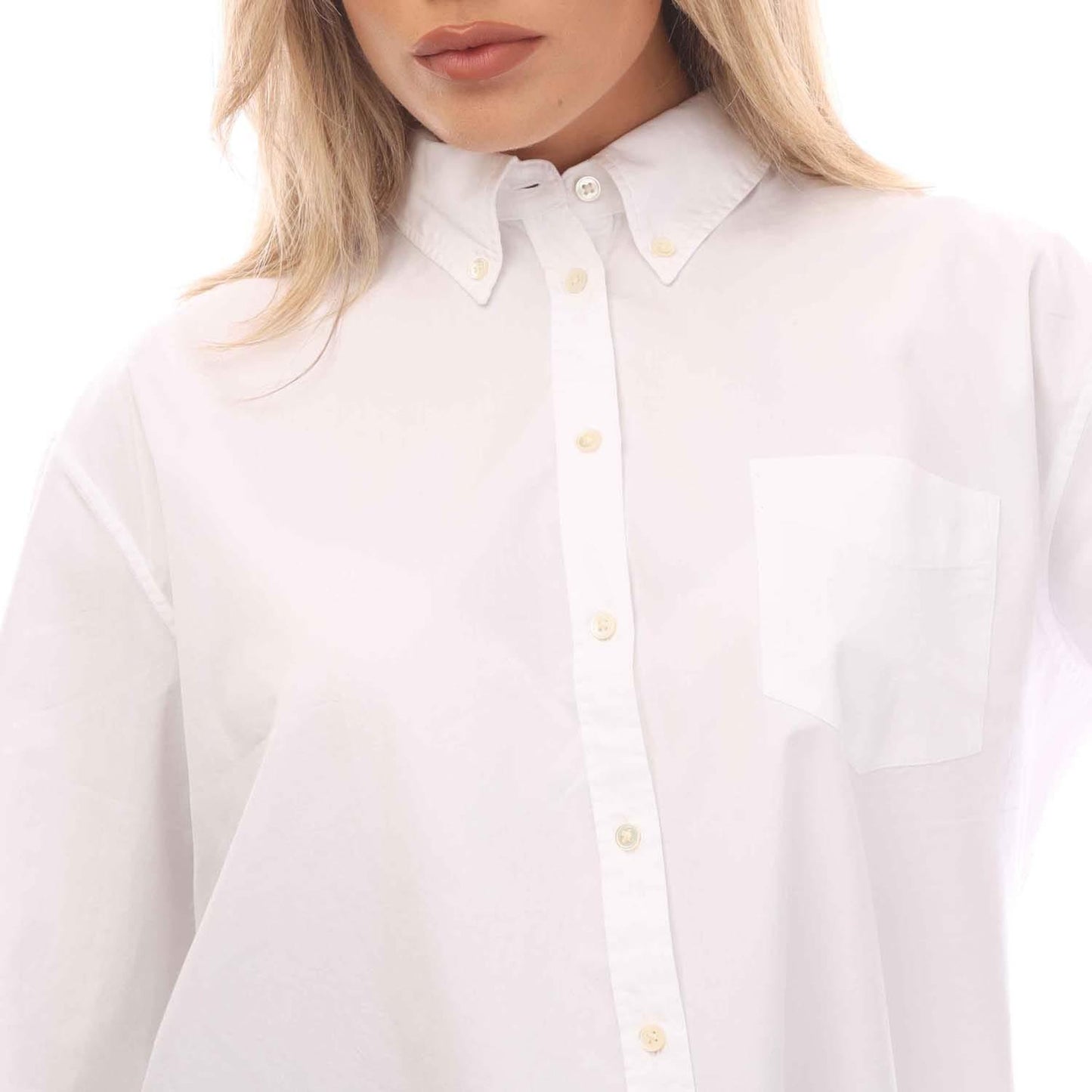White - Side - Gant Womens-Ladies Luxury Poplin Relaxed Fit Shirt