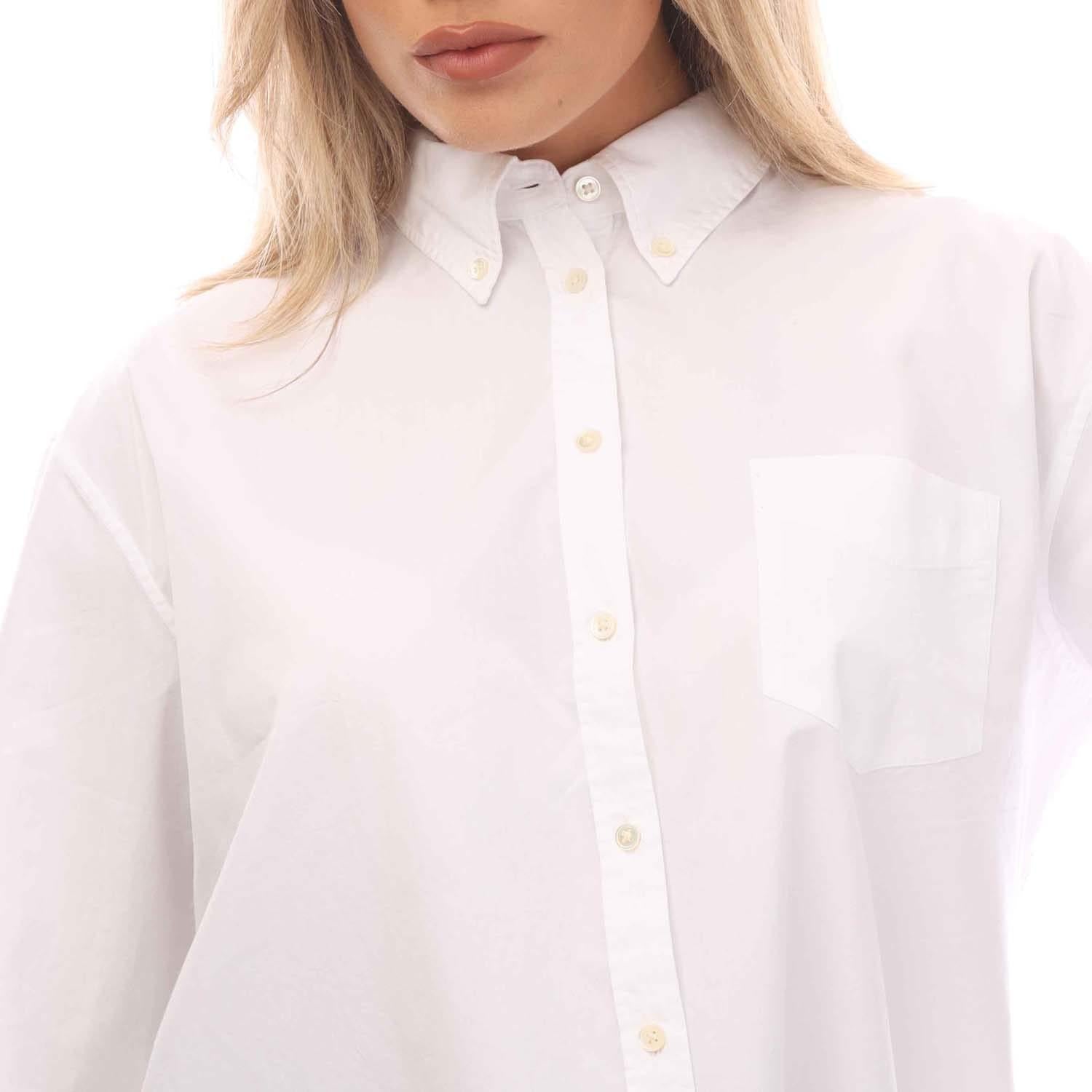 White - Side - Gant Womens-Ladies Luxury Poplin Relaxed Fit Shirt