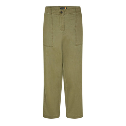 Leaf Green - Front - Timberland Womens-Ladies Linen Blend Utility Pocket Straight Chinos