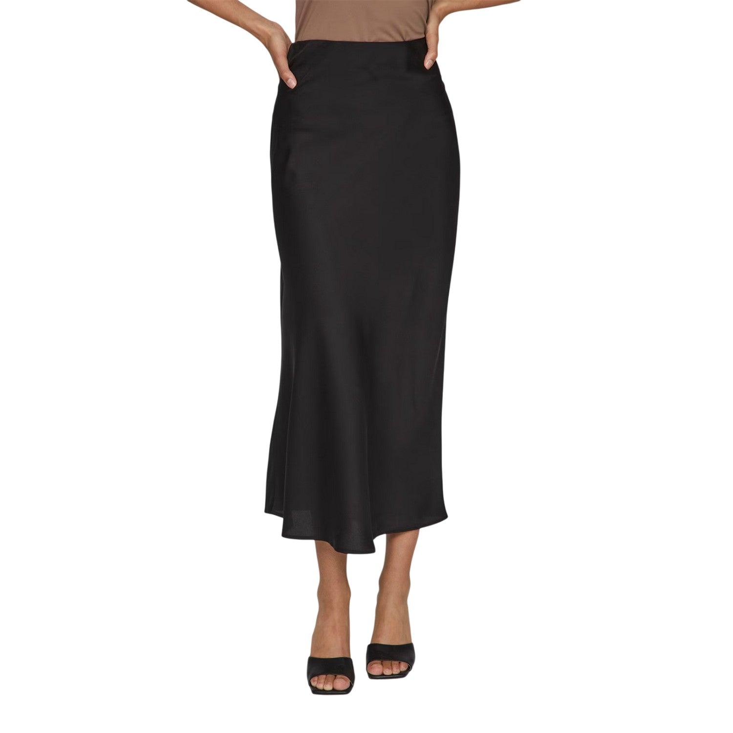 Black - Side - Vila Womens-Ladies Ellette Midi Skirt