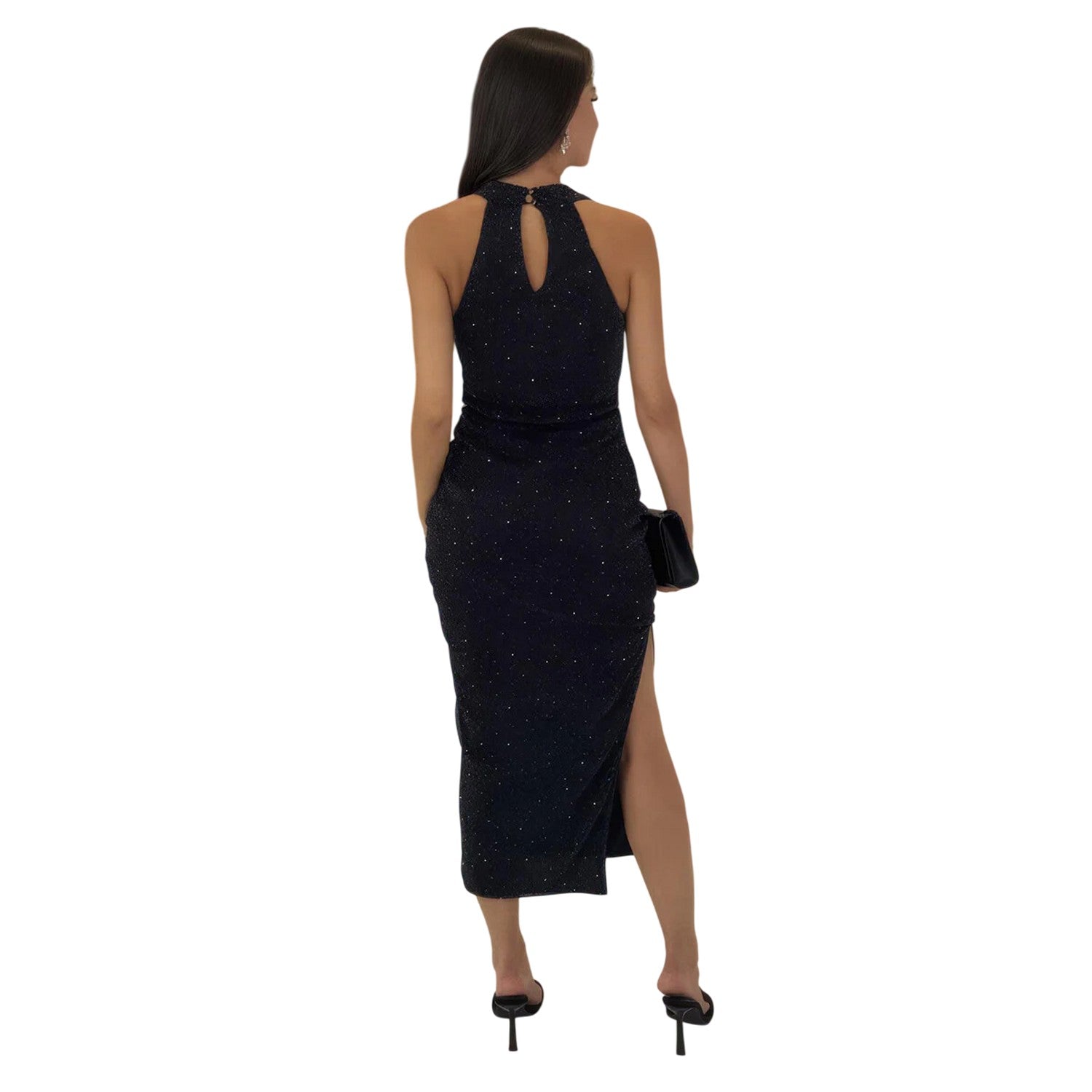 Black - Back - AX Paris Womens-Ladies Polyester Cowl Neck Midi Dress