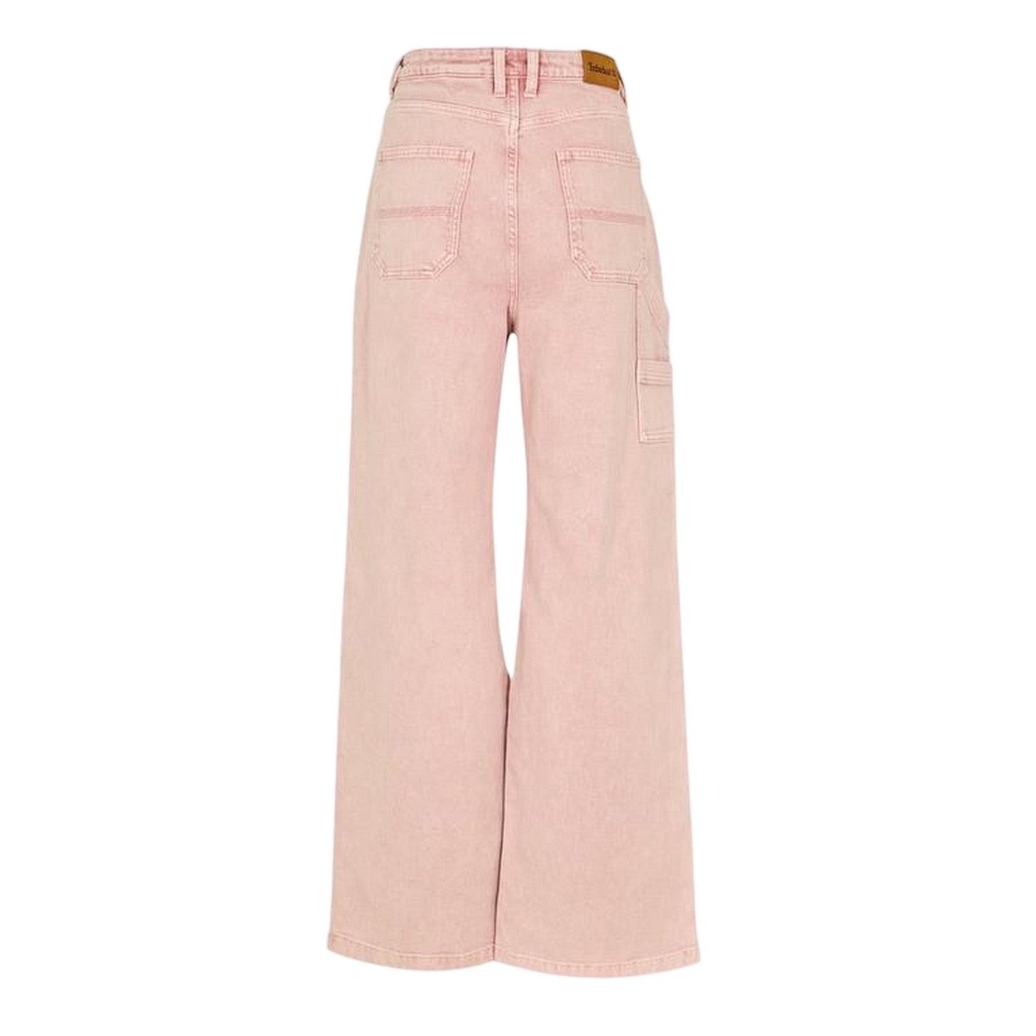 Peach Pink - Back - Timberland Womens-Ladies Washed High Rise Wide Leg Cargo Jeans