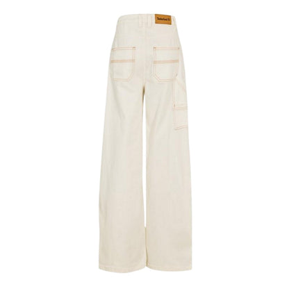 Vintage White - Back - Timberland Womens-Ladies Washed High Rise Wide Leg Cargo Jeans