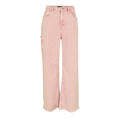 Peach Pink - Front - Timberland Womens-Ladies Washed High Rise Wide Leg Cargo Jeans