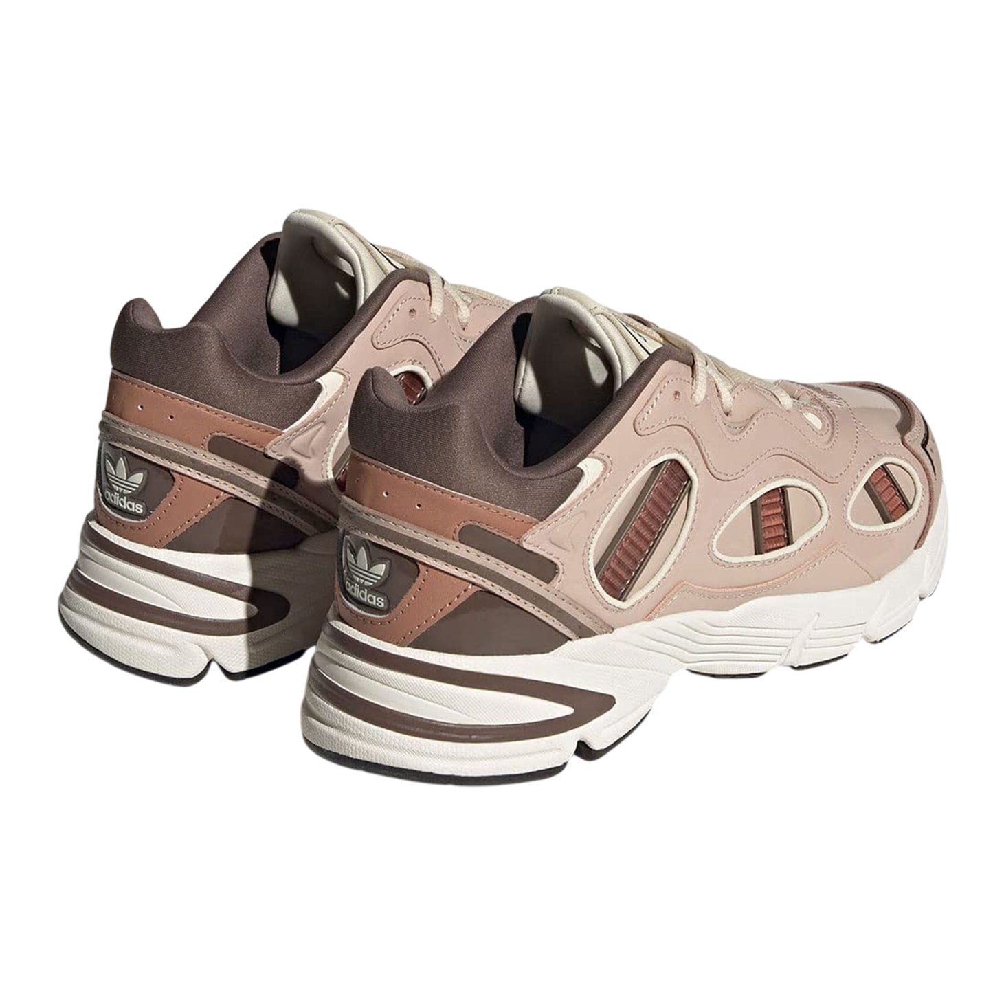 Brown-Light Brown - Back - Adidas Womens-Ladies Astir Leather Platform Trainers
